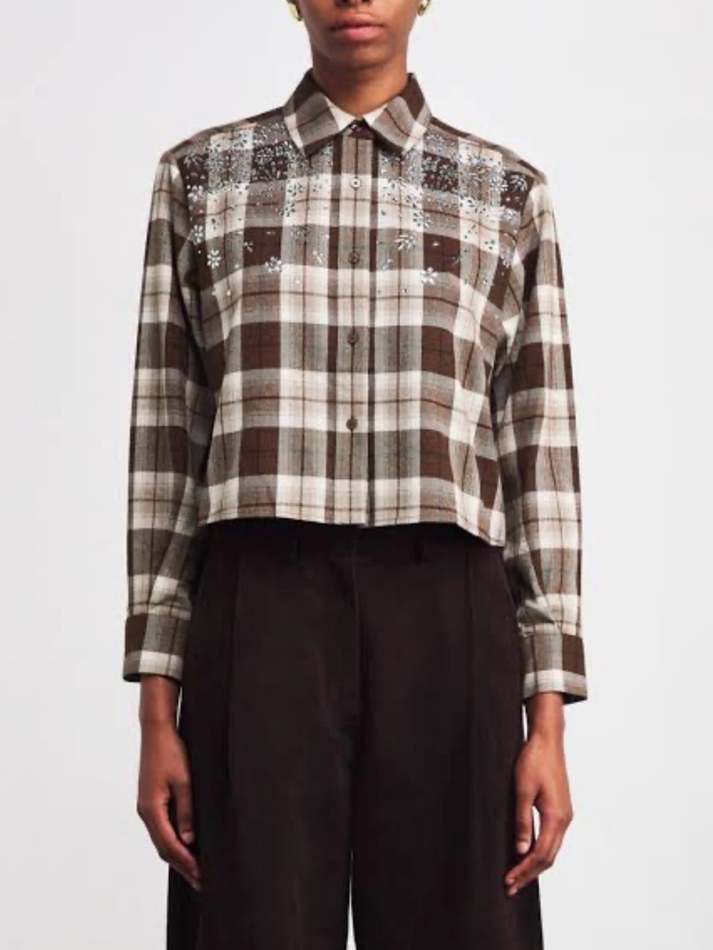 Maje Plaid Cropped Button-Up Shirt - Men
